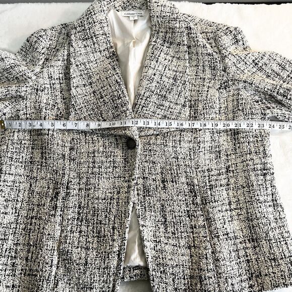 Coldwater Creek Cotton Blend Blazer Ivory Black Women’s 18 Tweed - Picture 6 of 9